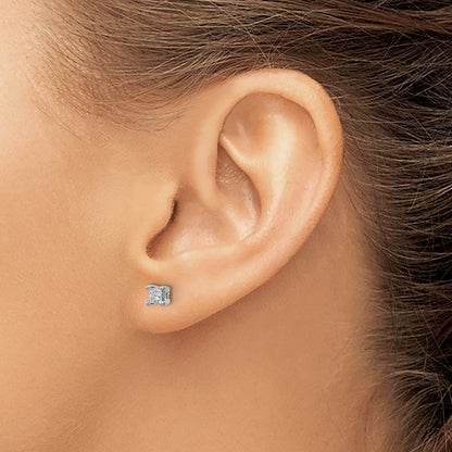 LGWE 14k White Gold 1/3 carat Lab Grown Diamond VS+ F+ Princess Complete Four Prong Stud Earrings