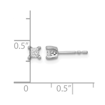 LGWE 14k White Gold 1/3 carat Lab Grown Diamond VS+ F+ Princess Complete Four Prong Stud Earrings