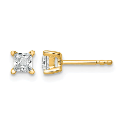 LGYE 14k 1/2 carat Lab Grown Diamond VS+ F+ Princess Complete Four Prong Stud Earrings