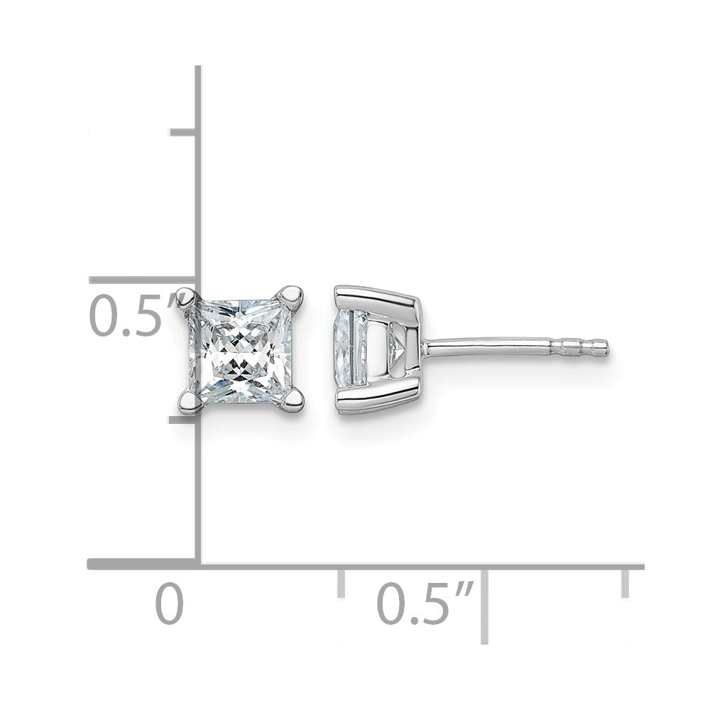 LGWE 14k White Gold 1 1/2 carat Lab Grown Diamond VS+ F+ Princess Complete Four Prong Stud Earrings