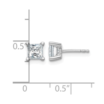 LGWE 14k White Gold 1 1/2 carat Lab Grown Diamond VS+ F+ Princess Complete Four Prong Stud Earrings