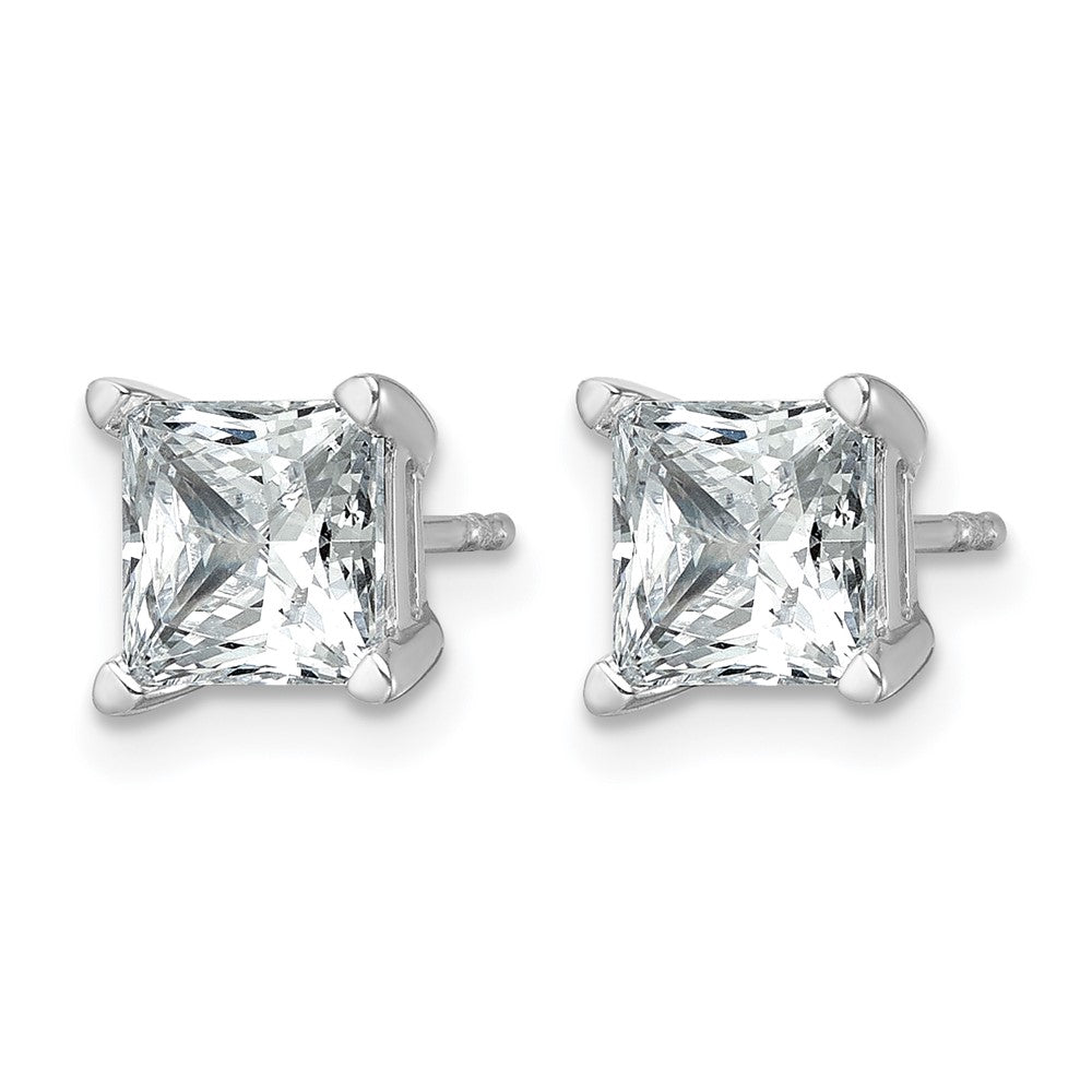 LGWE 14k White Gold 3 carat Certified Lab Grown Diamond VS+ F+ Princess Complete Four Prong Stud Earrings