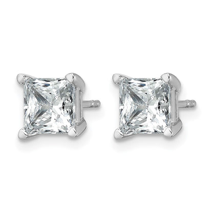 LGWE 14k White Gold 3 carat Certified Lab Grown Diamond VS+ F+ Princess Complete Four Prong Stud Earrings