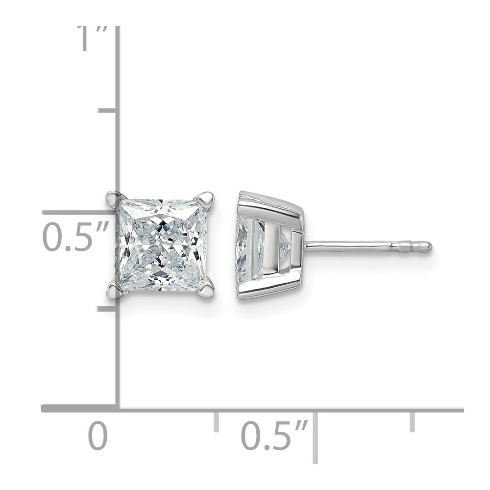 LGWE 14k White Gold 3 carat Certified Lab Grown Diamond VS+ F+ Princess Complete Four Prong Stud Earrings