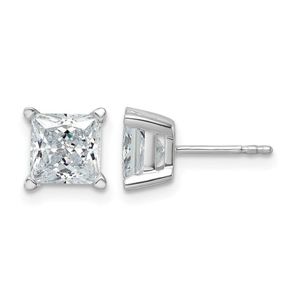LGWE 14k White Gold 3 carat Certified Lab Grown Diamond VS+ F+ Princess Complete Four Prong Stud Earrings