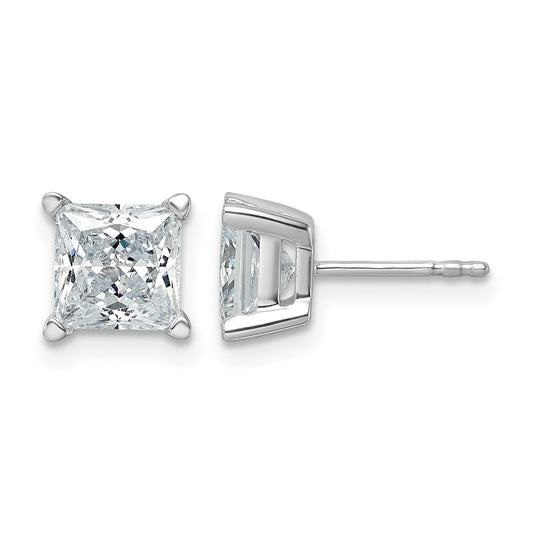 LGWE 14k White Gold 3 carat Certified Lab Grown Diamond VS+ F+ Princess Complete Four Prong Stud Earrings