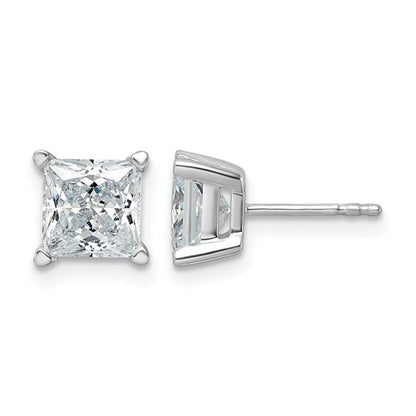 LGWE 14k White Gold 3 carat Certified Lab Grown Diamond VS+ F+ Princess Complete Four Prong Stud Earrings
