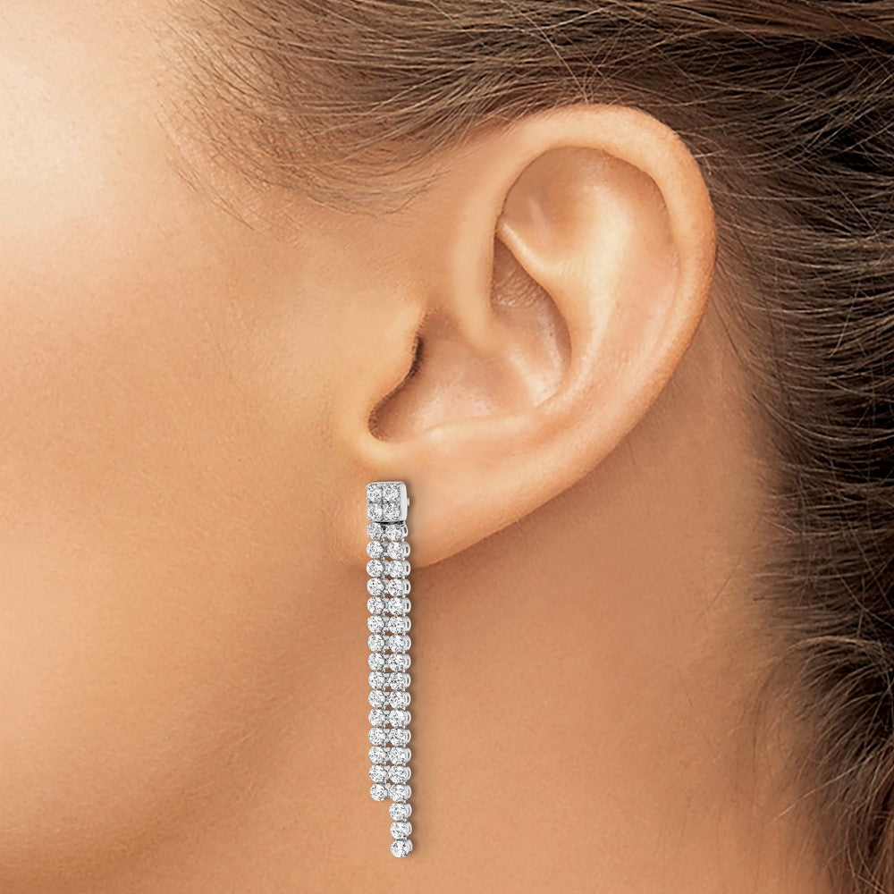 LGGE 14k White Gold 1 7/8 carat Lab Grown Diamond VS/SI+ G+ Complete Dangle Post Earrings