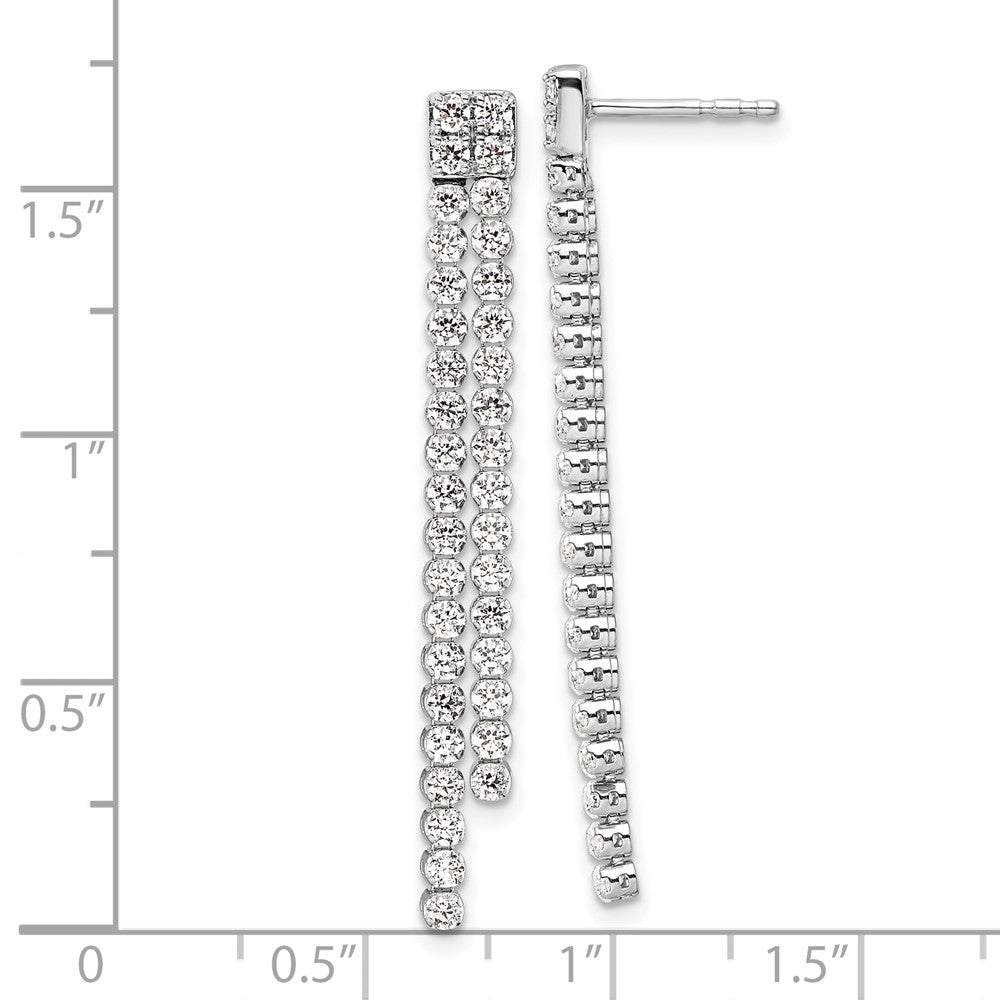 LGGE 14k White Gold 1 7/8 carat Lab Grown Diamond VS/SI+ G+ Complete Dangle Post Earrings