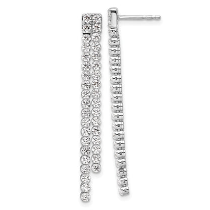 LGGE 14k White Gold 1 7/8 carat Lab Grown Diamond VS/SI+ G+ Complete Dangle Post Earrings