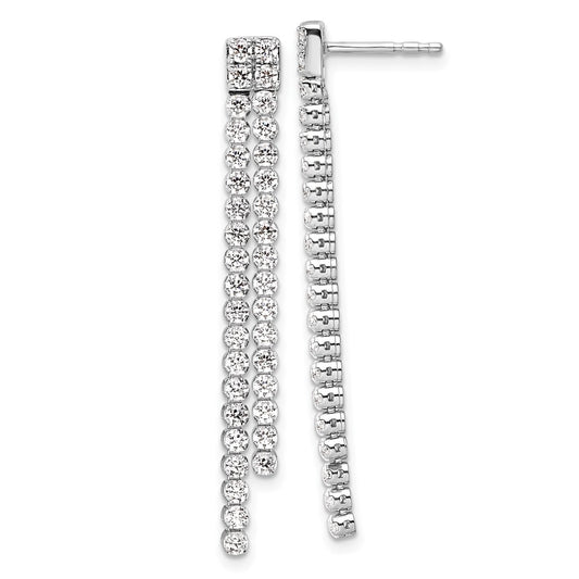 LGGE 14k White Gold 1 7/8 carat Lab Grown Diamond VS/SI+ G+ Complete Dangle Post Earrings