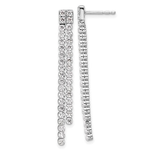 LGGE 14k White Gold 1 7/8 carat Lab Grown Diamond VS/SI+ G+ Complete Dangle Post Earrings