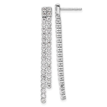 LGGE 14k White Gold 1 7/8 carat Lab Grown Diamond VS/SI+ G+ Complete Dangle Post Earrings