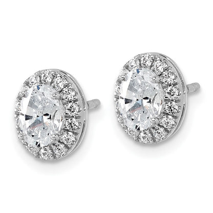 LGWE 14k White Gold 1/4 carat Lab Grown Diamond VS/SI+ G+ Semi-Mount Oval Halo Earrings