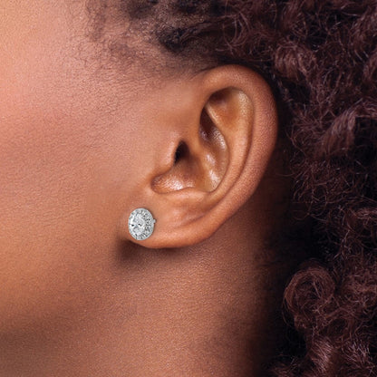 LGWE 14k White Gold 1/4 carat Lab Grown Diamond VS/SI+ G+ Semi-Mount Oval Halo Earrings