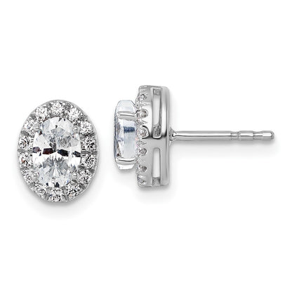 LGWE 14k White Gold 1/4 carat Lab Grown Diamond VS/SI+ G+ Semi-Mount Oval Halo Earrings