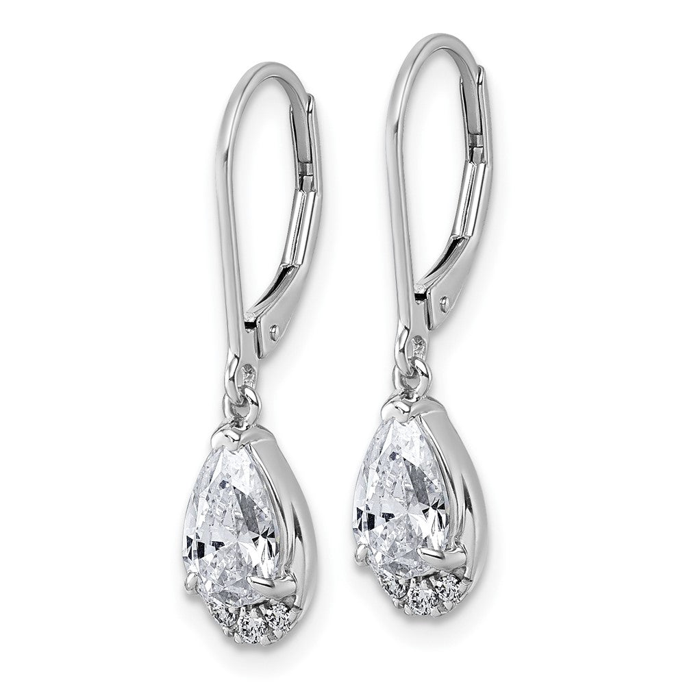 LGWE 14K White Gold 1 3/4 carat Lab Grown Diamond VS+ F+ Complete Leverback Earrings