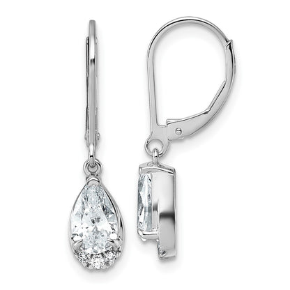 LGWE 14K White Gold 1 3/4 carat Lab Grown Diamond VS+ F+ Complete Leverback Earrings