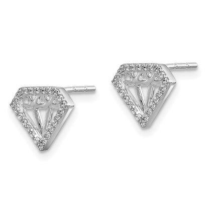 14k White Gold Diamond Gemstone-Shaped Earrings