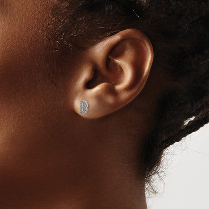 LGWE 14K White Gold Lab Grown VS/SI+ G+ Dia Letter B Initial Post Earrings