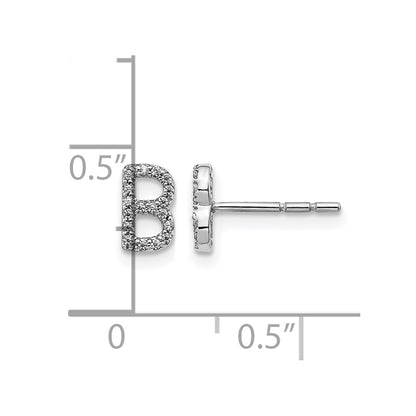 LGWE 14K White Gold Lab Grown VS/SI+ G+ Dia Letter B Initial Post Earrings