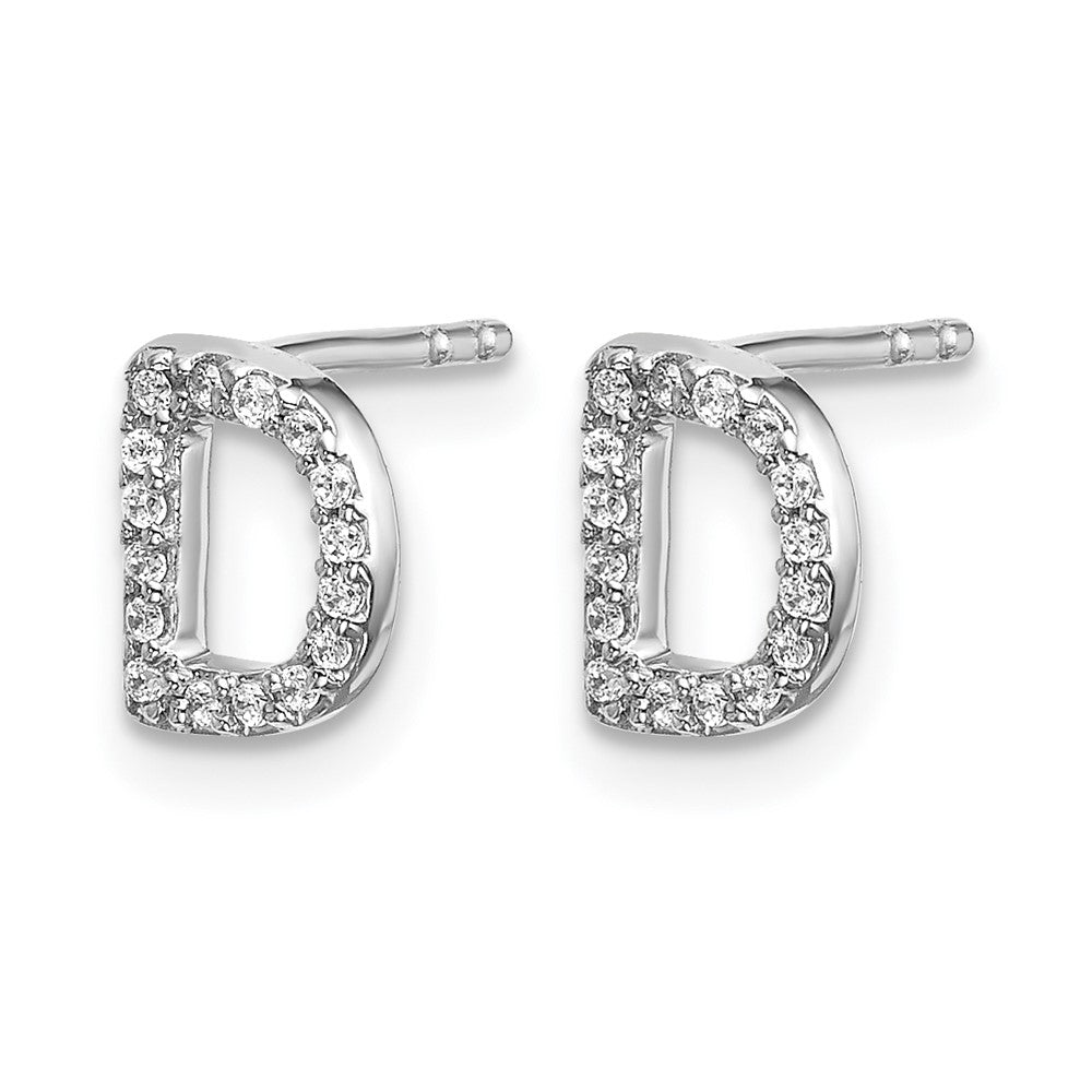 LGWE 14K White Gold Lab Grown VS/SI+ G+ Dia Letter D Initial Post Earrings