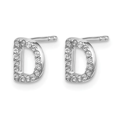 LGWE 14K White Gold Lab Grown VS/SI+ G+ Dia Letter D Initial Post Earrings