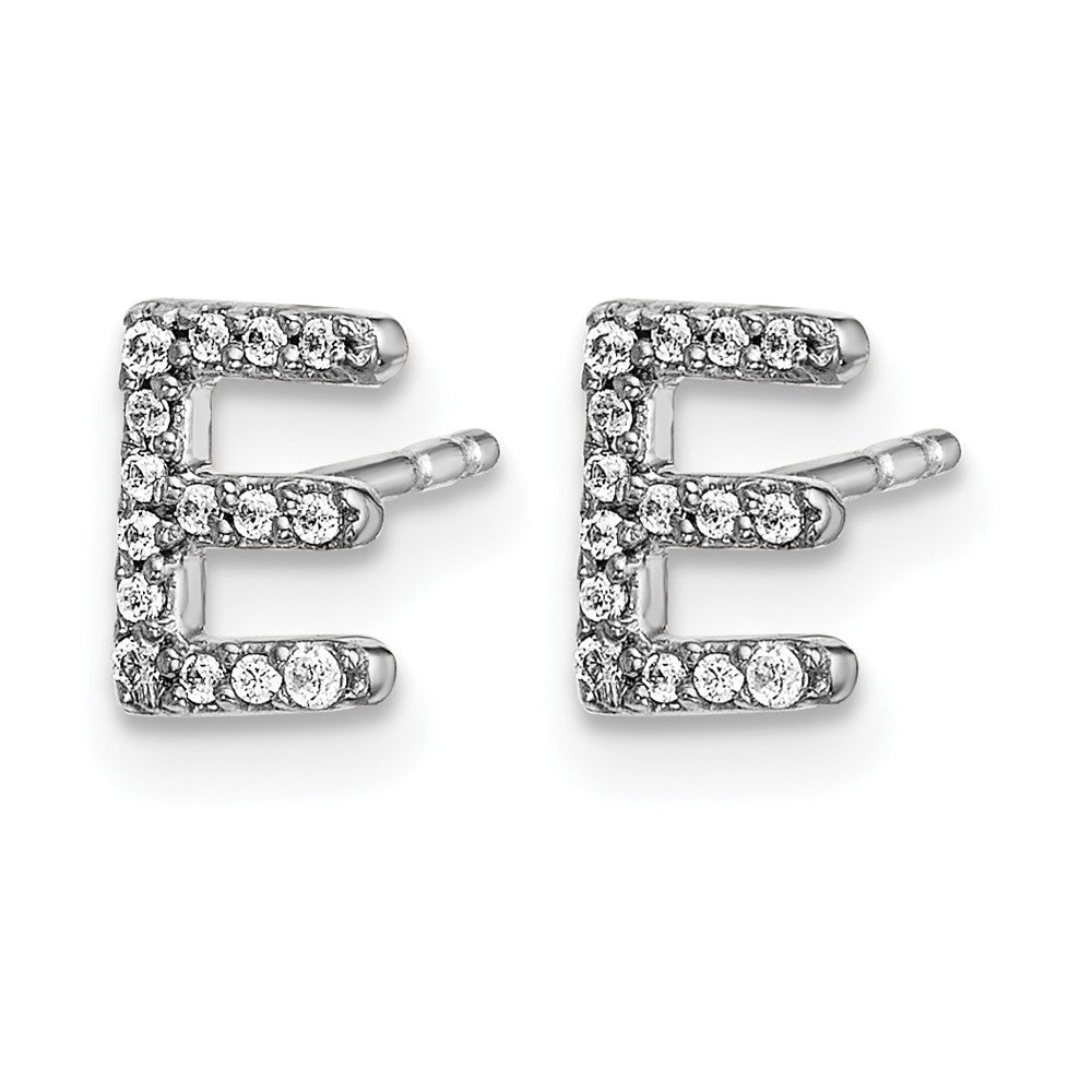 LGWE 14K White Gold Lab Grown VS/SI+ G+ Dia Letter E Initial Post Earrings