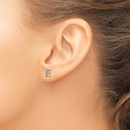 LGWE 14K White Gold Lab Grown VS/SI+ G+ Dia Letter E Initial Post Earrings