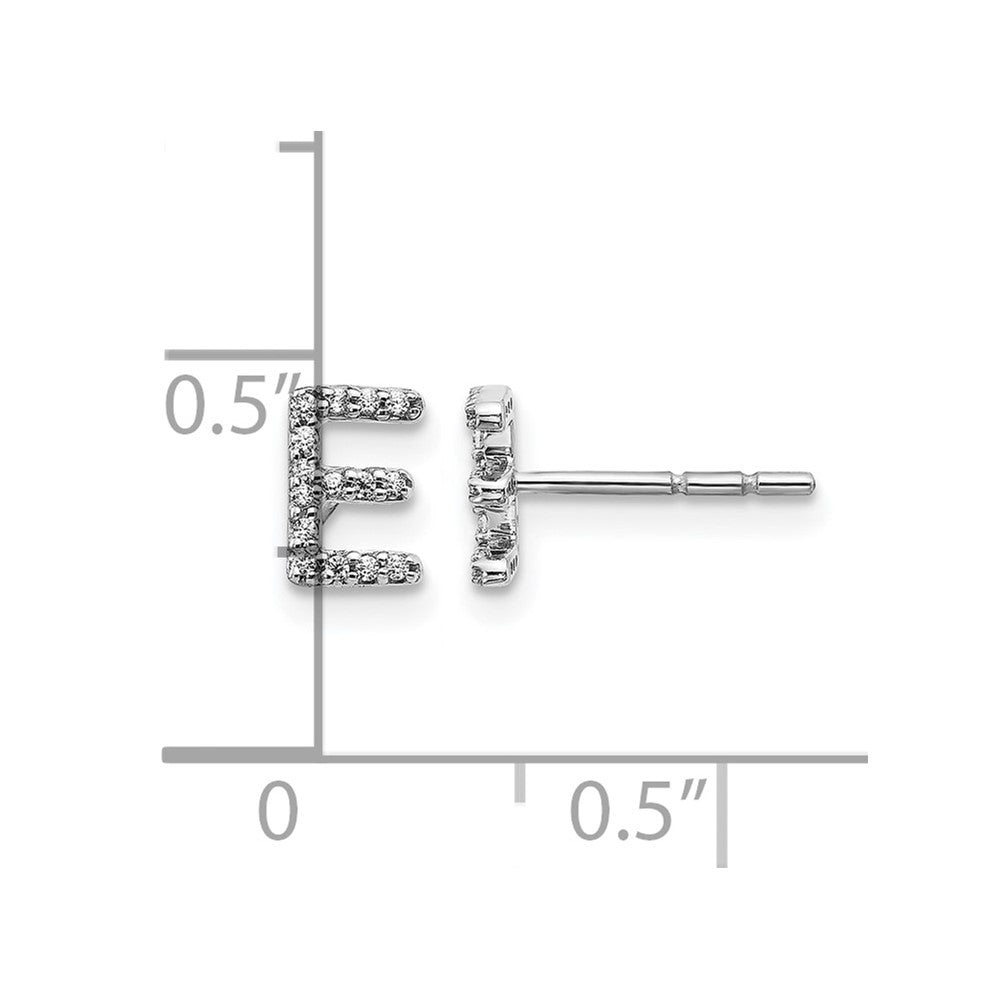 LGWE 14K White Gold Lab Grown VS/SI+ G+ Dia Letter E Initial Post Earrings