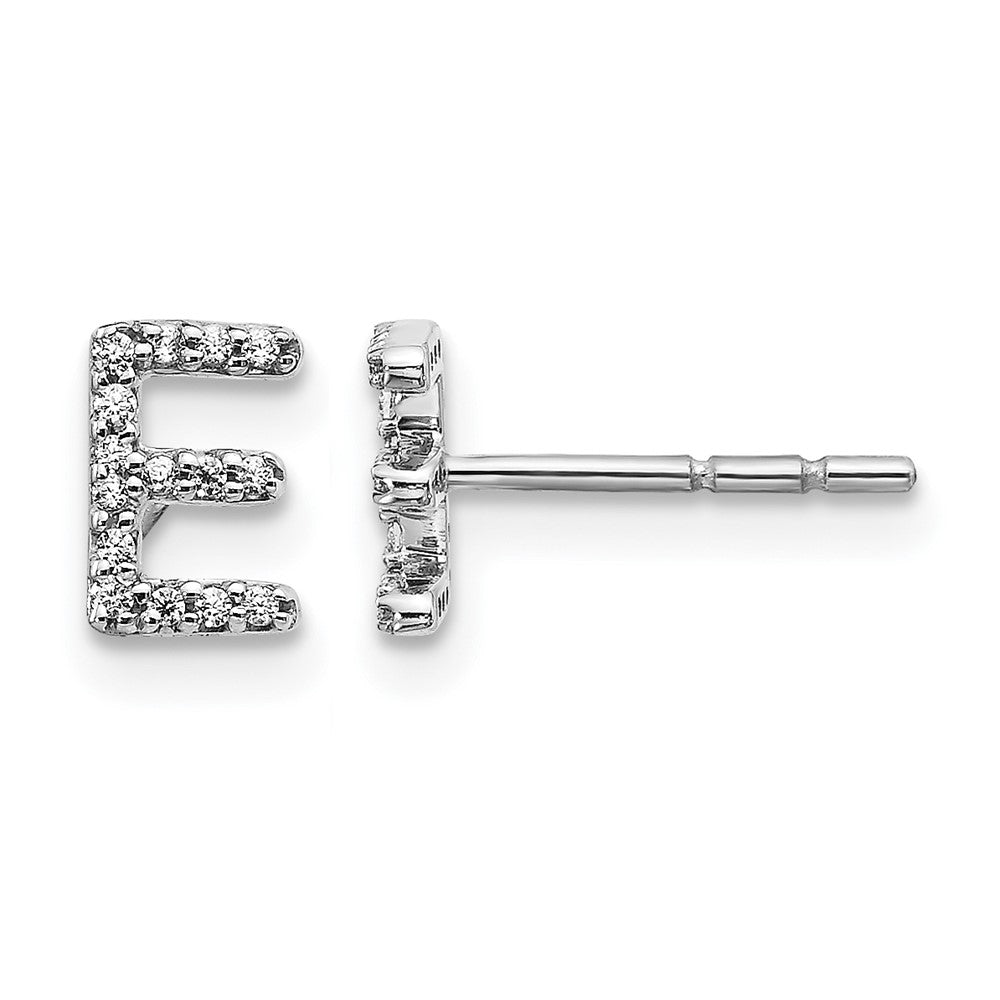 LGWE 14K White Gold Lab Grown VS/SI+ G+ Dia Letter E Initial Post Earrings