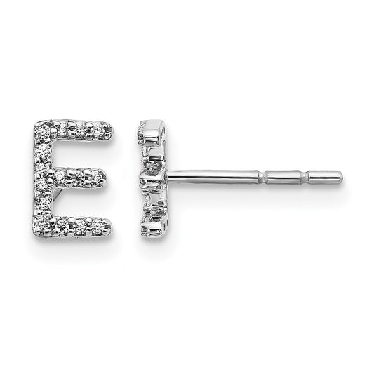 LGWE 14K White Gold Lab Grown VS/SI+ G+ Dia Letter E Initial Post Earrings