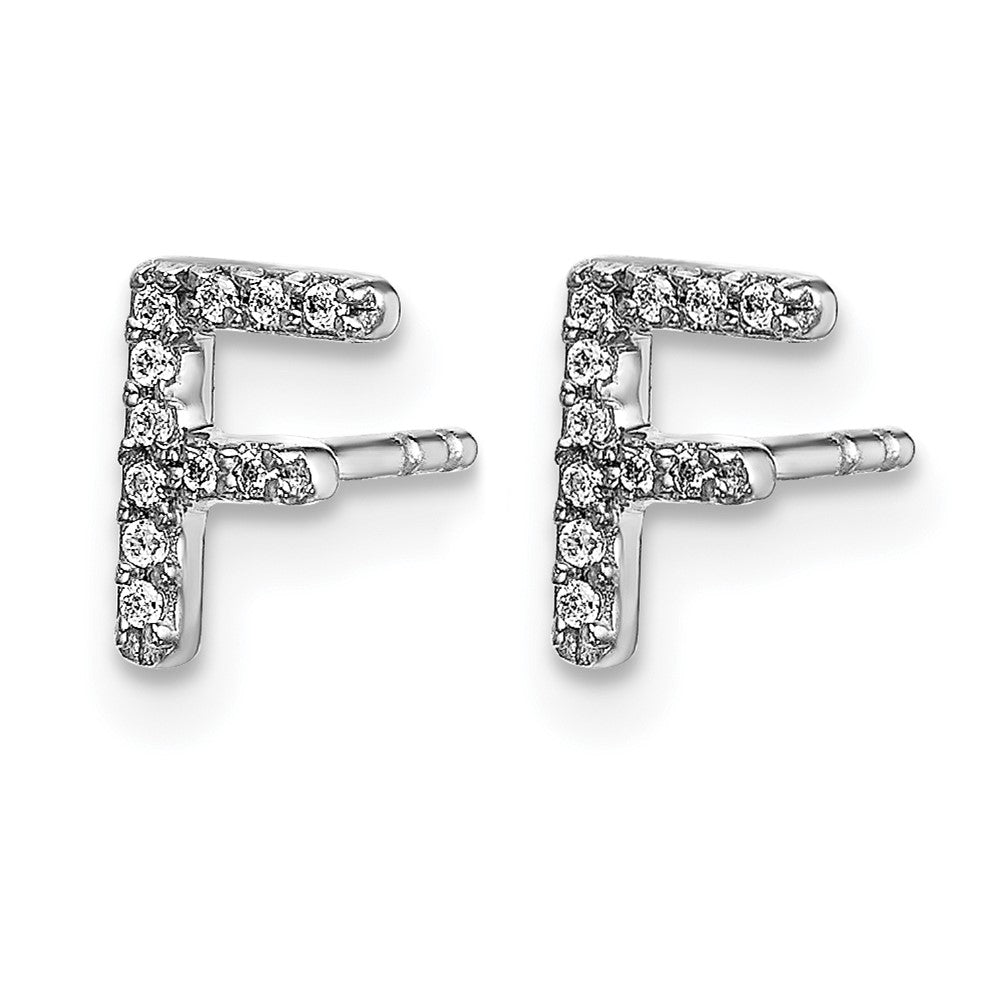 LGWE 14K White Gold Lab Grown VS/SI+ G+ Dia Letter F Initial Post Earrings
