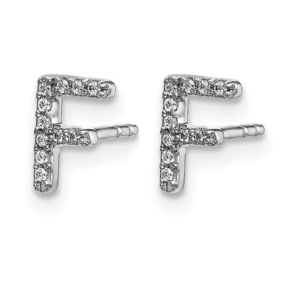 LGWE 14K White Gold Lab Grown VS/SI+ G+ Dia Letter F Initial Post Earrings