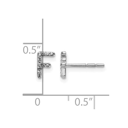 LGWE 14K White Gold Lab Grown VS/SI+ G+ Dia Letter F Initial Post Earrings