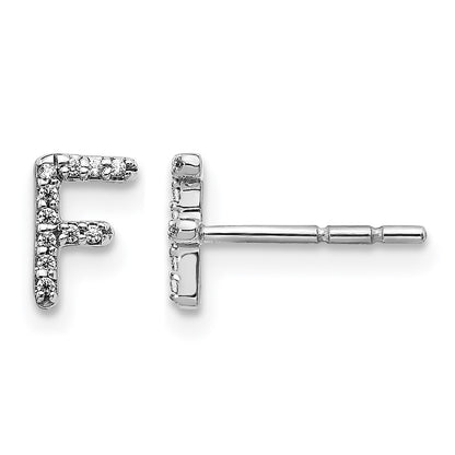 LGWE 14K White Gold Lab Grown VS/SI+ G+ Dia Letter F Initial Post Earrings