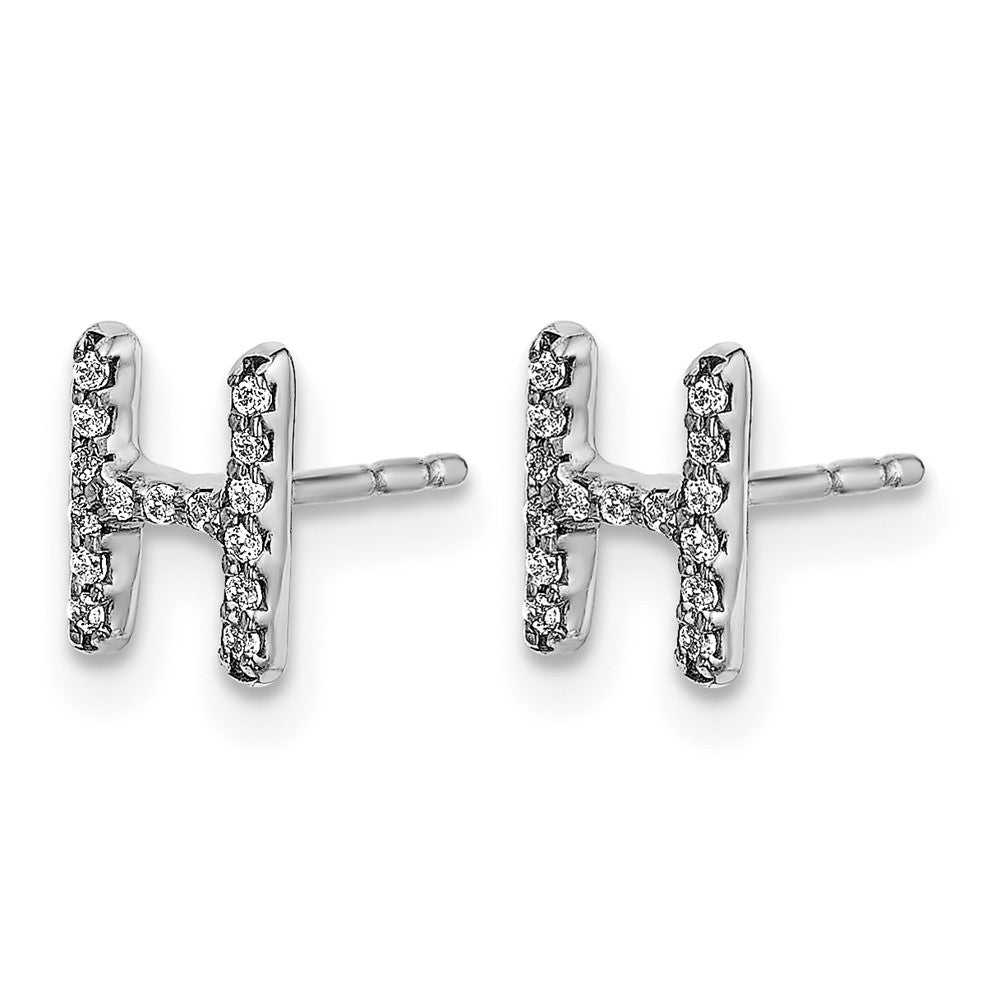 LGWE 14K White Gold Lab Grown VS/SI+ G+ Dia Letter Hnitial Post Earrings