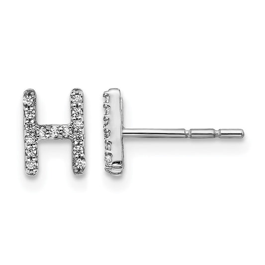 LGWE 14K White Gold Lab Grown VS/SI+ G+ Dia Letter Hnitial Post Earrings