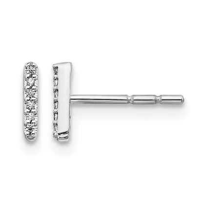LGWE 14K White Gold Lab Grown VS/SI+ G+ Dia Letter I Initial Post Earrings