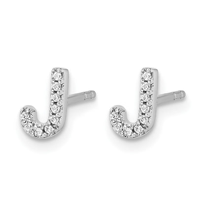 LGWE 14K White Gold Lab Grown VS/SI+ G+ Dia Letter J Initial Post Earrings