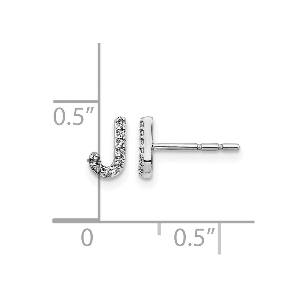 LGWE 14K White Gold Lab Grown VS/SI+ G+ Dia Letter J Initial Post Earrings