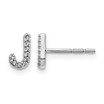 LGWE 14K White Gold Lab Grown VS/SI+ G+ Dia Letter J Initial Post Earrings