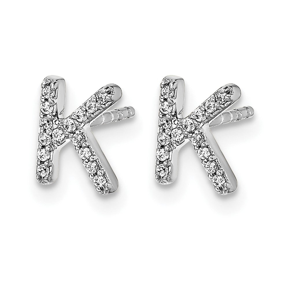 LGWE 14K White Gold Lab Grown VS/SI+ G+ Dia Letter K Initial Post Earrings