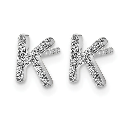 LGWE 14K White Gold Lab Grown VS/SI+ G+ Dia Letter K Initial Post Earrings