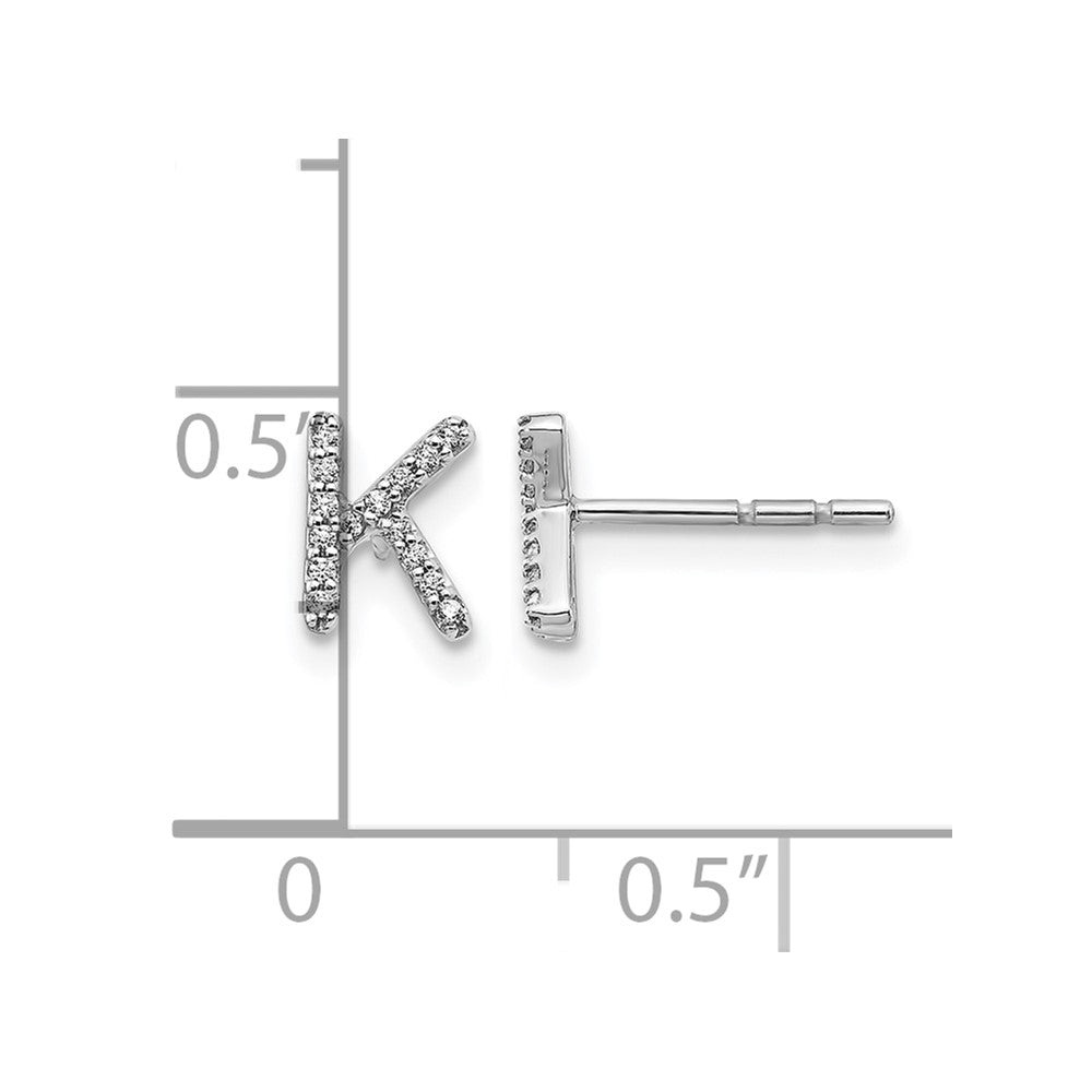 LGWE 14K White Gold Lab Grown VS/SI+ G+ Dia Letter K Initial Post Earrings