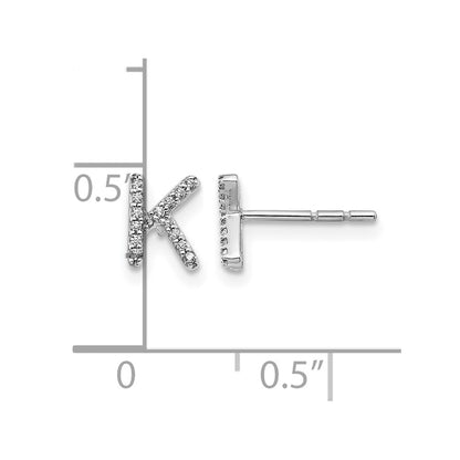LGWE 14K White Gold Lab Grown VS/SI+ G+ Dia Letter K Initial Post Earrings