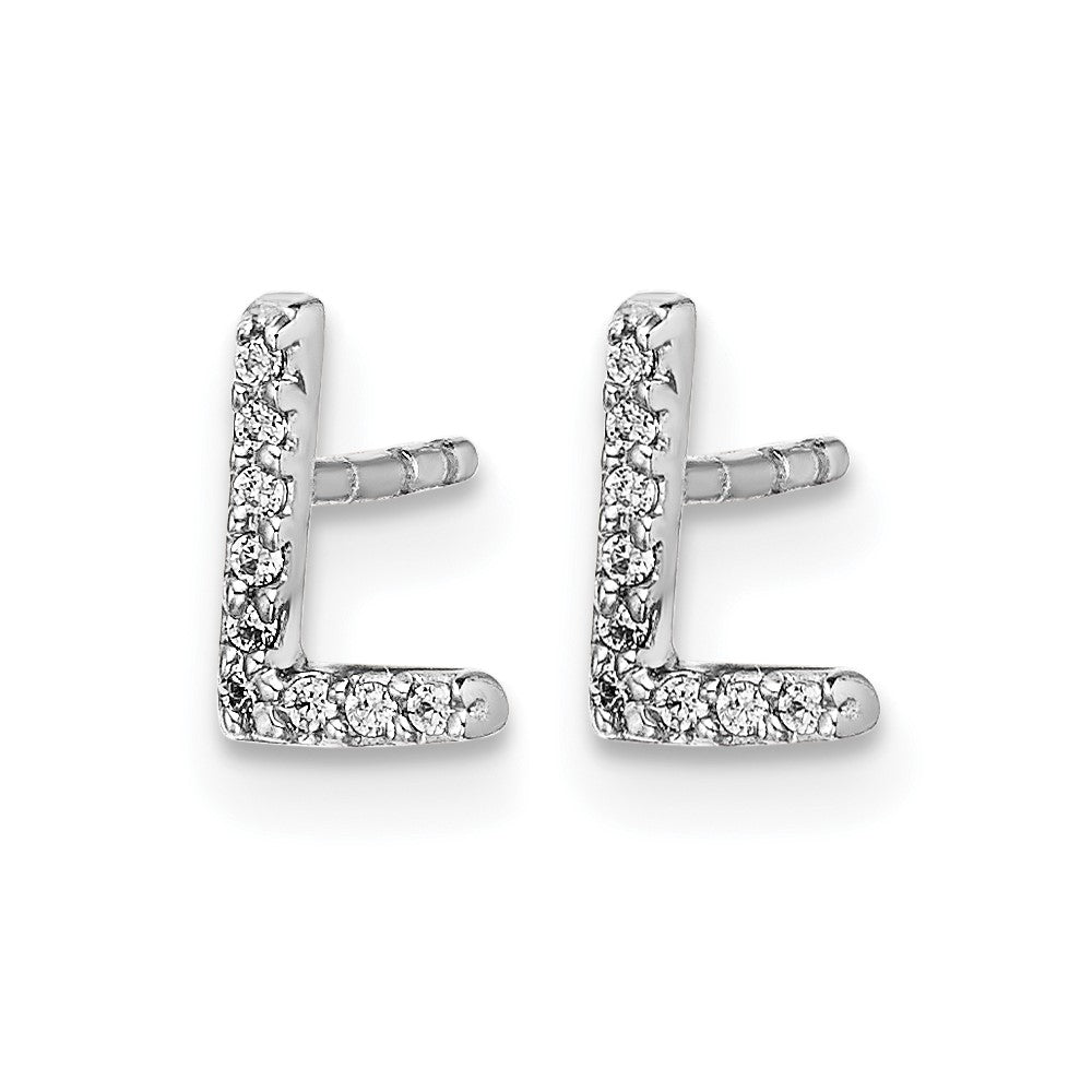 LGWE 14K White Gold Lab Grown VS/SI+ G+ Dia Letter L Initial Post Earrings