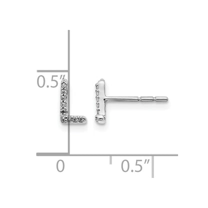 LGWE 14K White Gold Lab Grown VS/SI+ G+ Dia Letter L Initial Post Earrings
