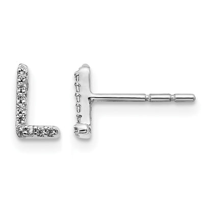 LGWE 14K White Gold Lab Grown VS/SI+ G+ Dia Letter L Initial Post Earrings