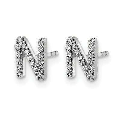 LGWE 14K White Gold Lab Grown VS/SI+ G+ Dia Letter N Initial Post Earrings